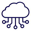 Cloud computing technology icon with digital network connections