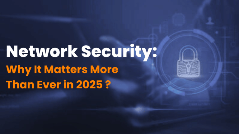 Network security concept showing digital lock and text highlighting importance of cybersecurity in 2025.