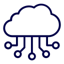 Cloud computing technology icon with digital network connections