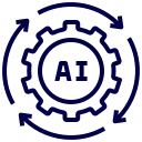 AI automation gear icon representing artificial intelligence process and machine learning system